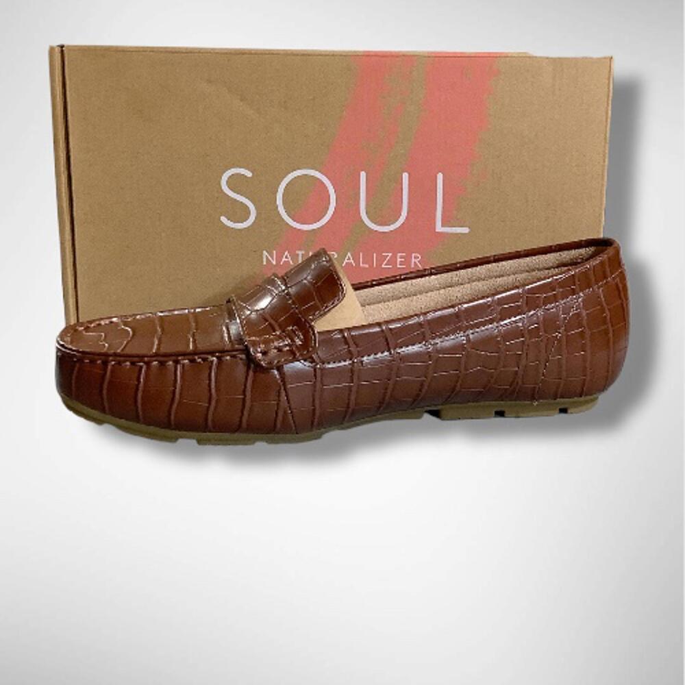 NIB Naturalizer Soul Slip-On Women's Seven Loafer Shoes, Brown Croco, 8 Wide - Picture 6 of 6